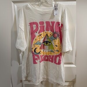 American Eagle Outfitters Pink Floyd Graphic T-Shirt - Cream and Pink